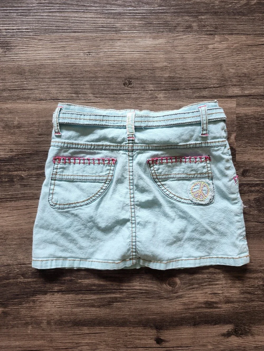Y2k Nickelodeon Unfabulous Light Mint Embroidered Girls' Mini Boho Skirt Skort